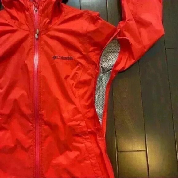 Columbia Jacket Omni Shield Waterproof Nylon Windbreaker Hood Coral Orange XS - Picture 10 of 16